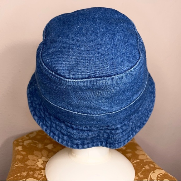 Vintage 90s BUM Equipment Blue Denim Bucket Hat Embroidered Women Men Unisex - Picture 3 of 14